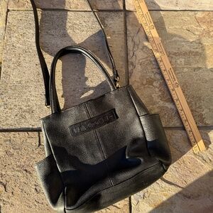 Vintage Y2K Fossil Black Genuine Pebbled Leather Mini Bag Purse 75082 Crossbody.